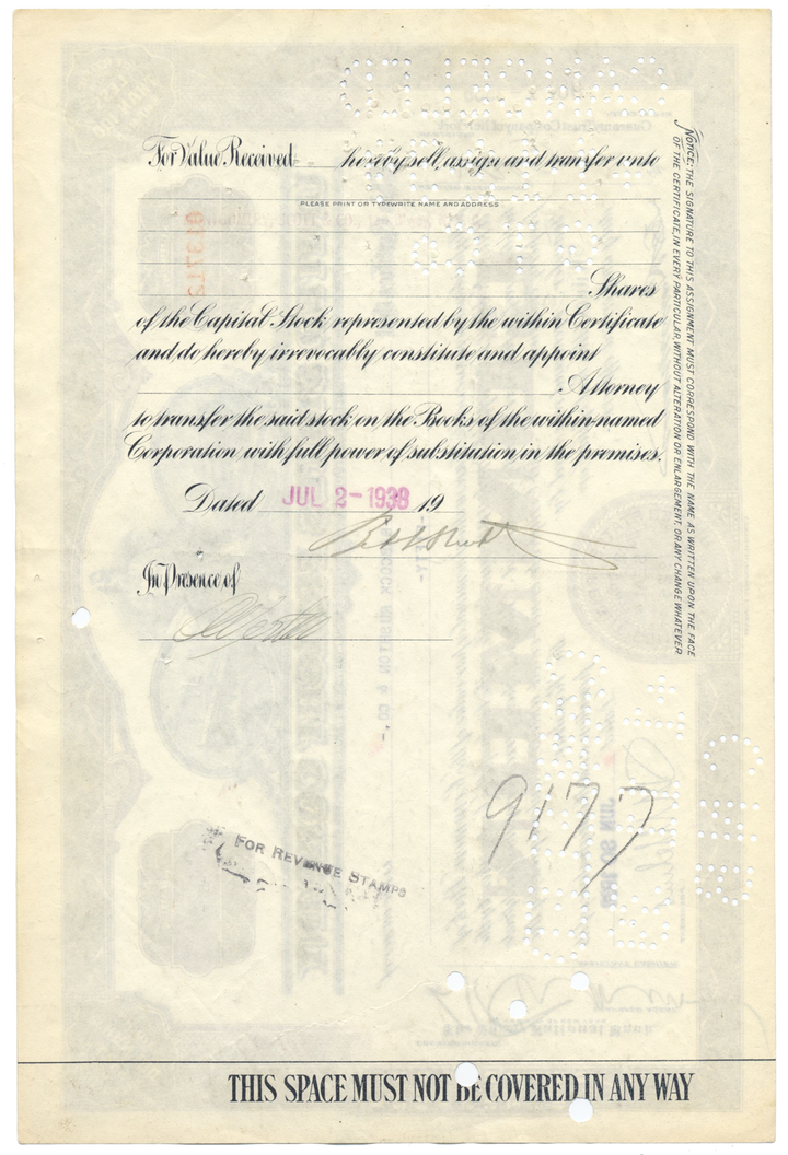 United States Freight Company Stock Certificate