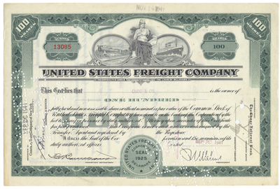 United States Freight Company Stock Certificate