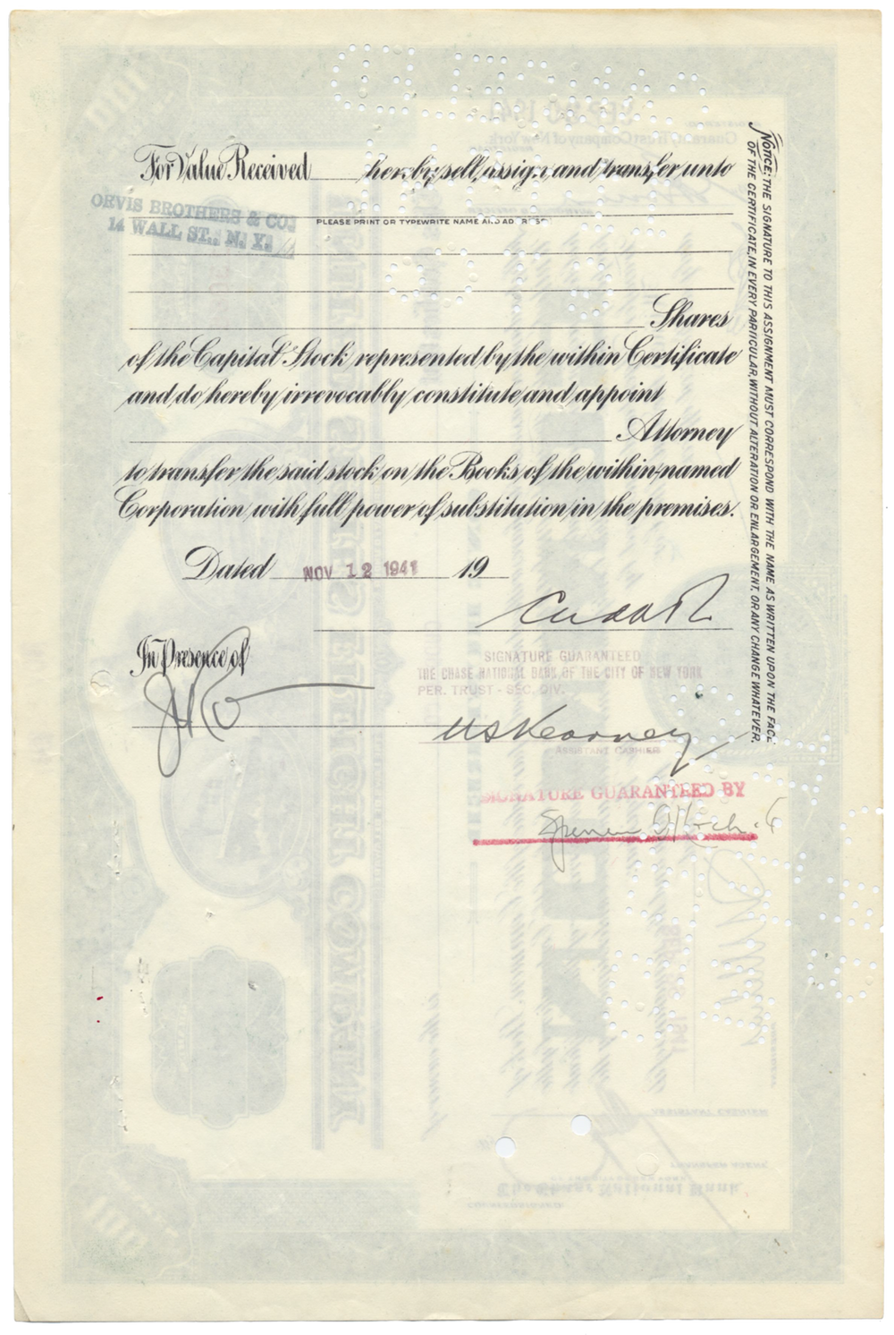 United States Freight Company Stock Certificate