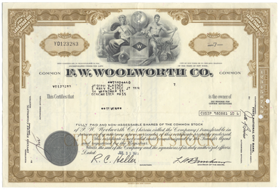 F. W. Woolworth Co. Stock Certificate