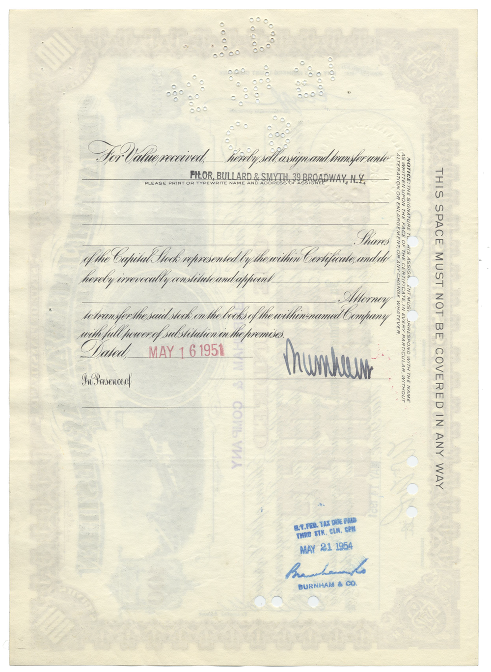 Delaware, Lackawanna and Western Rail Road Company Stock Certificate