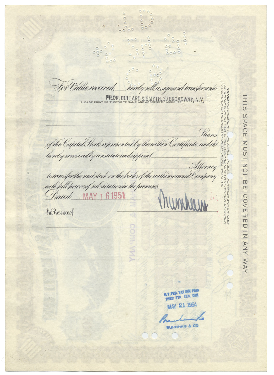 Delaware, Lackawanna and Western Rail Road Company Stock Certificate