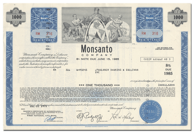 Monsanto Company Bond Certificate