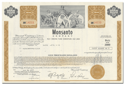 Monsanto Company Bond Certificate