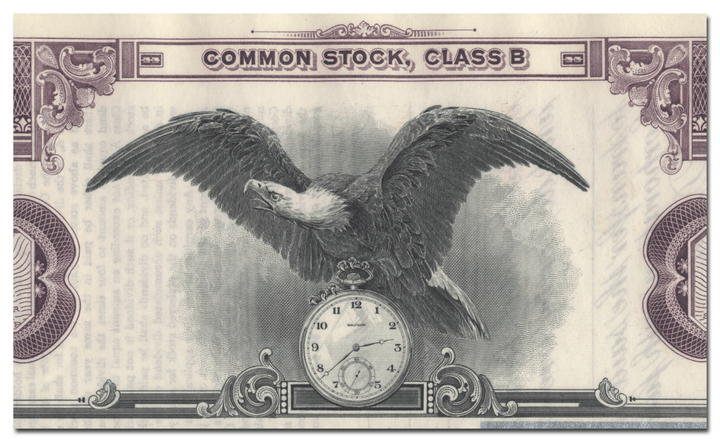 Waltham Watch Company Stock Certificate