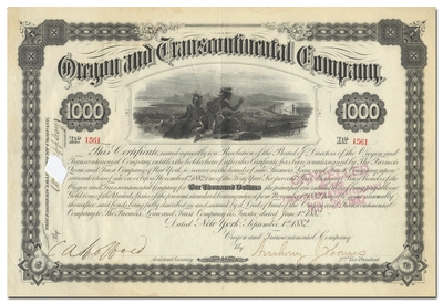 Oregon and Transcontinental Company Bond Certificate