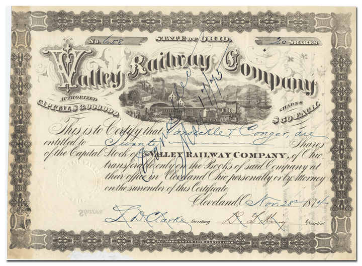 Valley Railway Company Stock Certificate