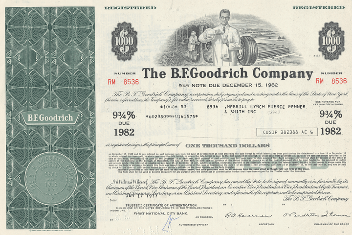 B. F. Goodrich Company Bond Certificate