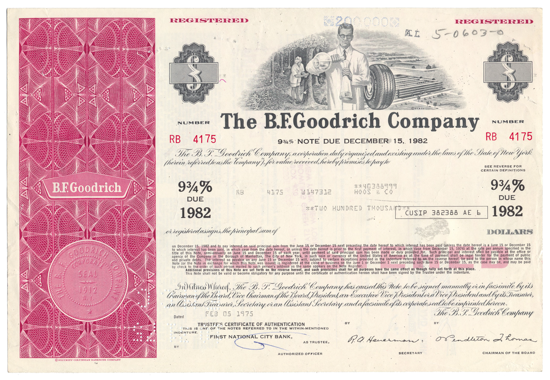 B. F. Goodrich Company Bond Certificate