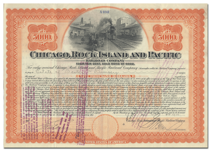 Chicago, Rock Island and Pacific Railroad Company Bond Certificate