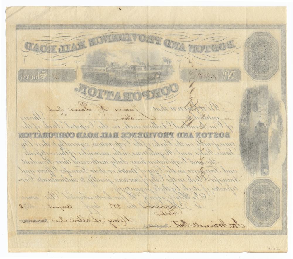 Boston and Providence Rail Road Corporation Stock Certificate