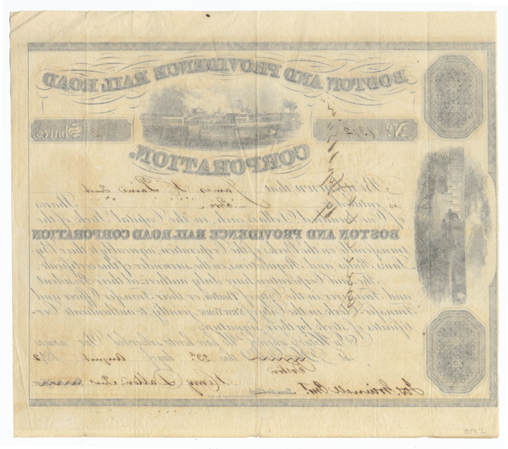 Boston and Providence Rail Road Corporation Stock Certificate