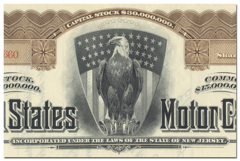 United States Motor Company Stock Certificate