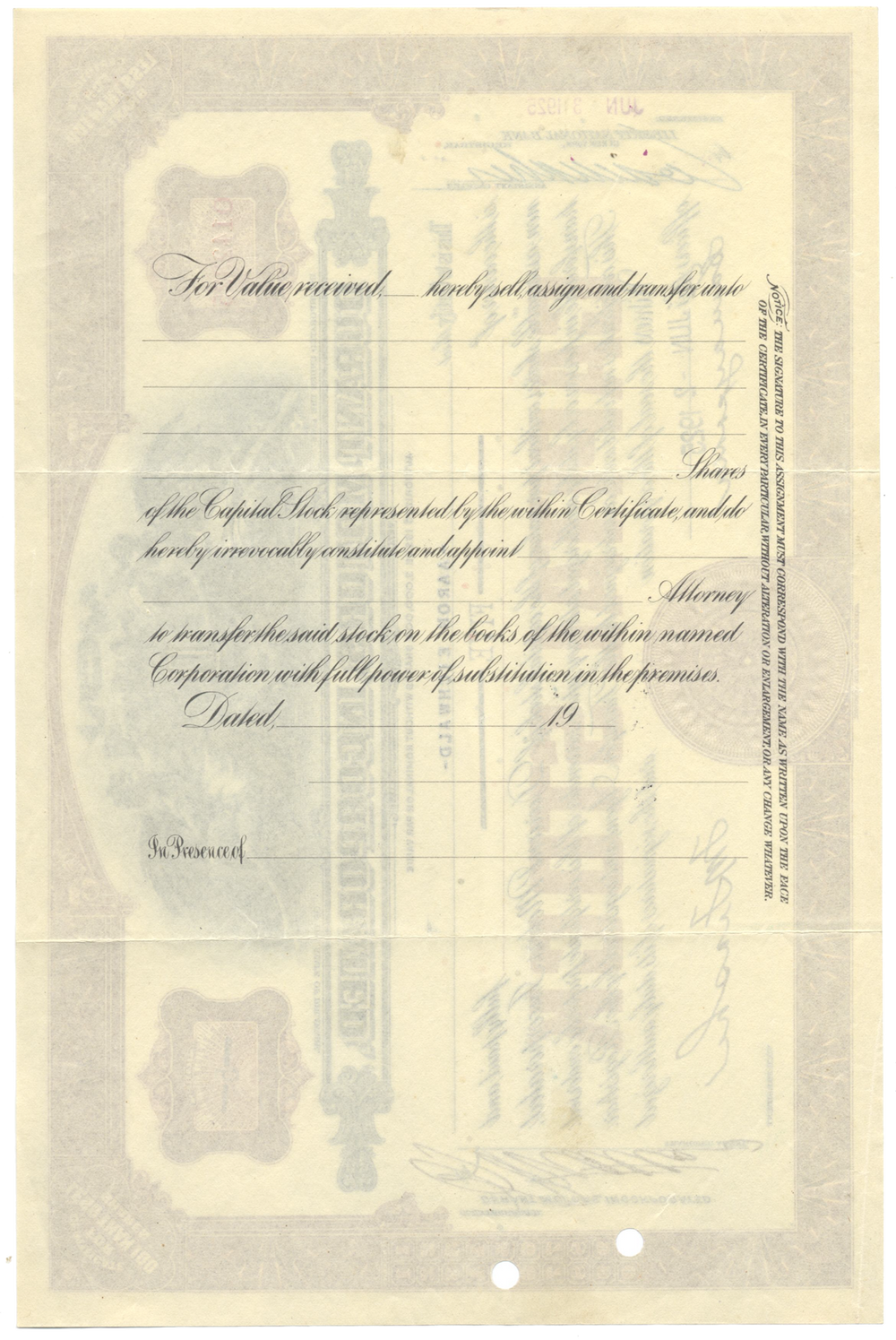 Durant Motors, Incorporated Stock Certificate