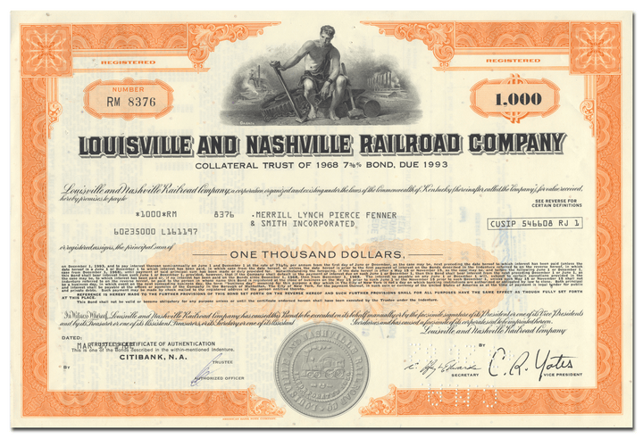 Louisville and Nashville Railroad Company Bond Certificate