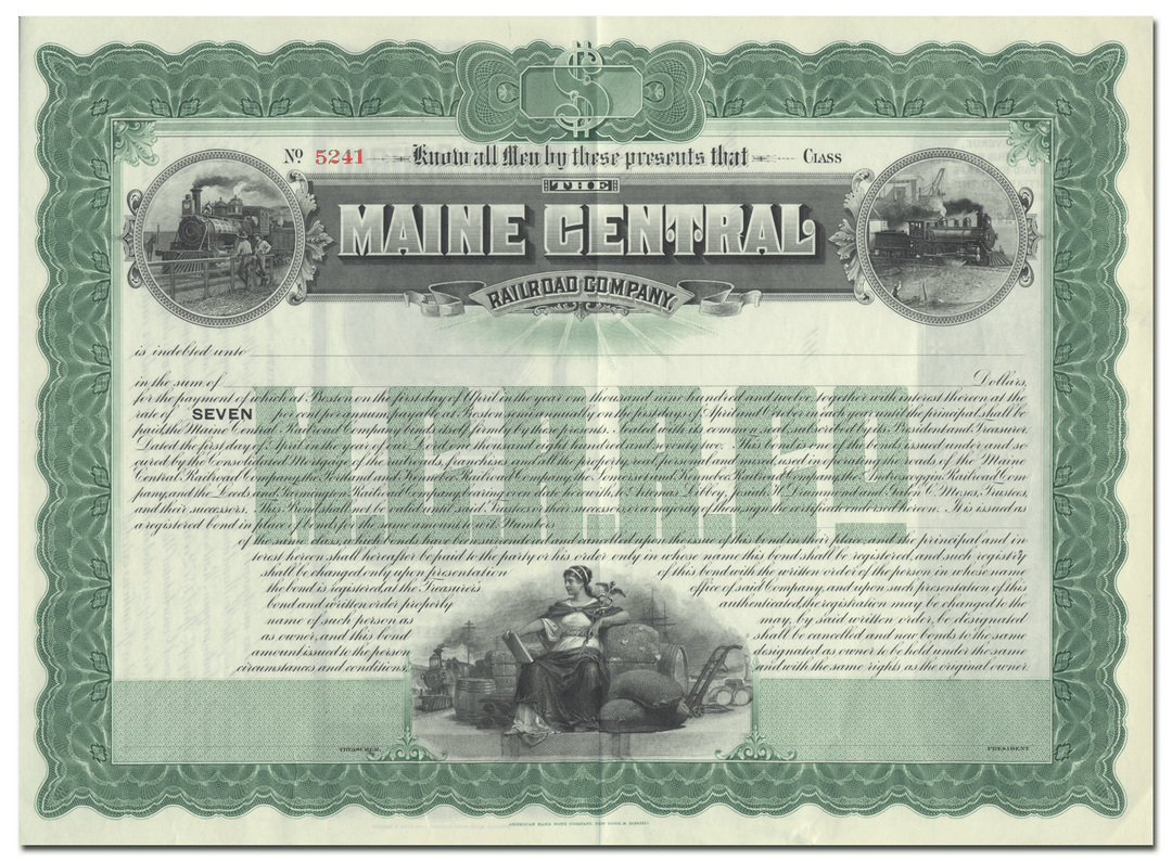 Maine Central Railroad Company Bond Certificate