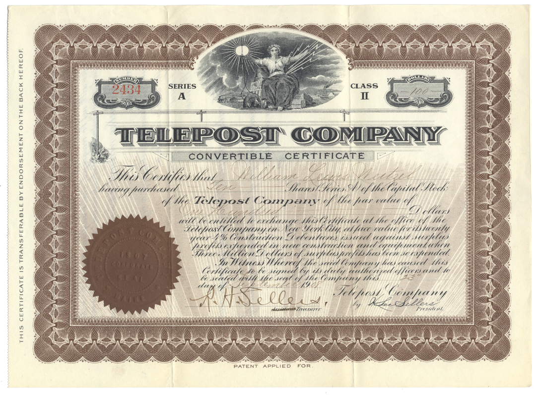 Telepost Company Stock Certificate