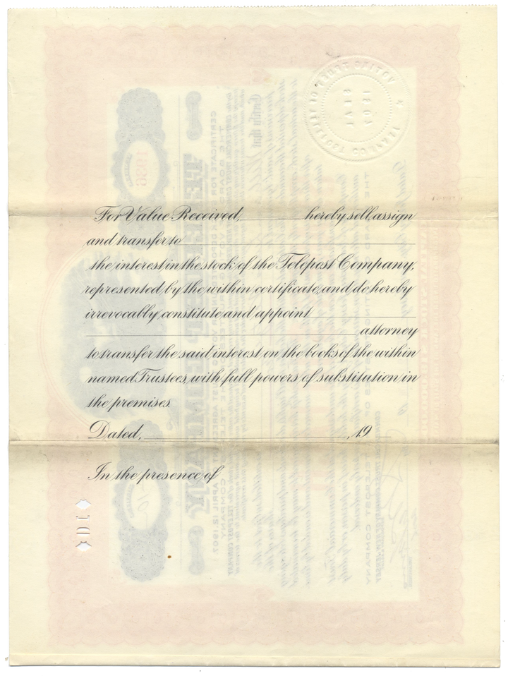 Telepost Company Stock Certificate