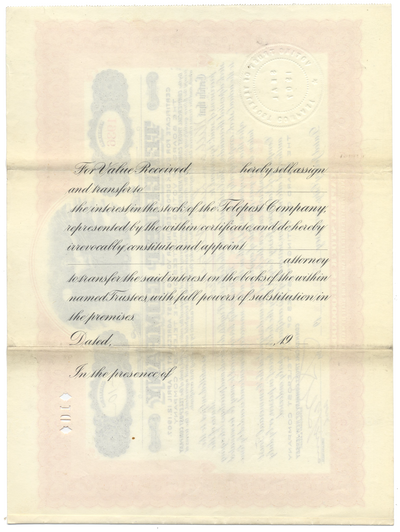 Telepost Company Stock Certificate