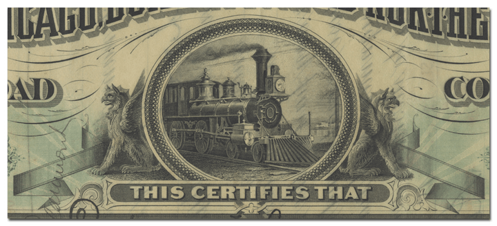 Chicago, Burlington and Northern Railroad Company Stock Certificate Signed by John Murray Forbes