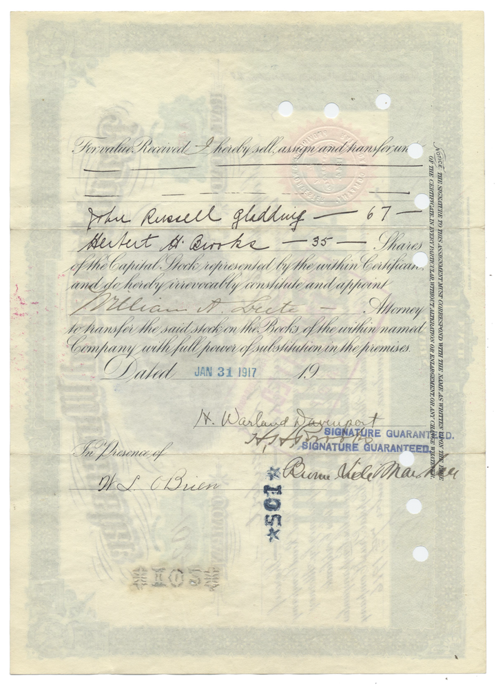 Providence and Worcester Railroad Company Stock Certificate