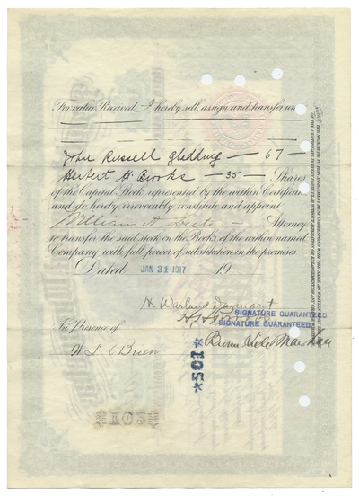Providence and Worcester Railroad Company Stock Certificate