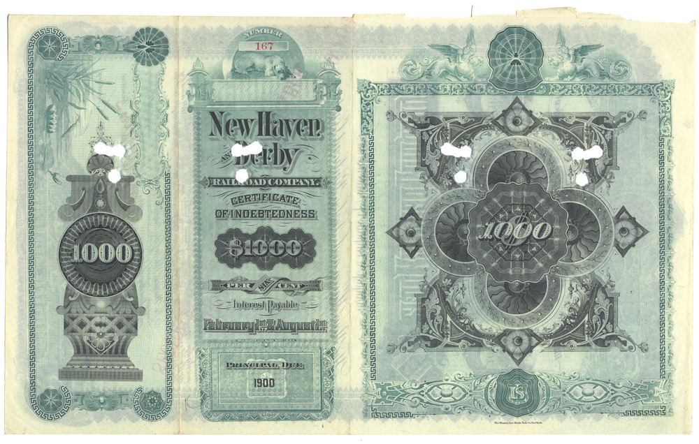 New Haven and Derby Railroad Company Bond Certificate