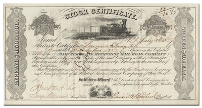 Milwaukee and Mississippi Rail Road Company Stock Certificate