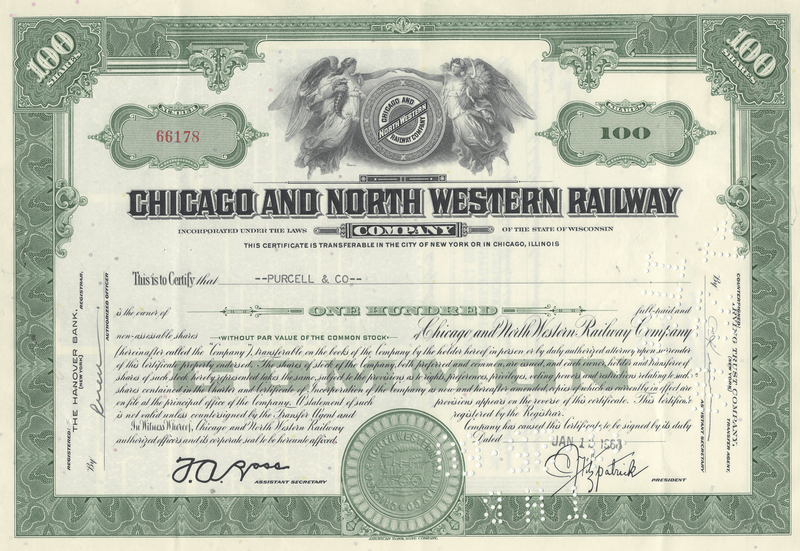 Chicago and North Western Railway Company Stock Certificate