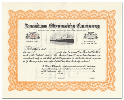 American Steamship Company Stock Certificate