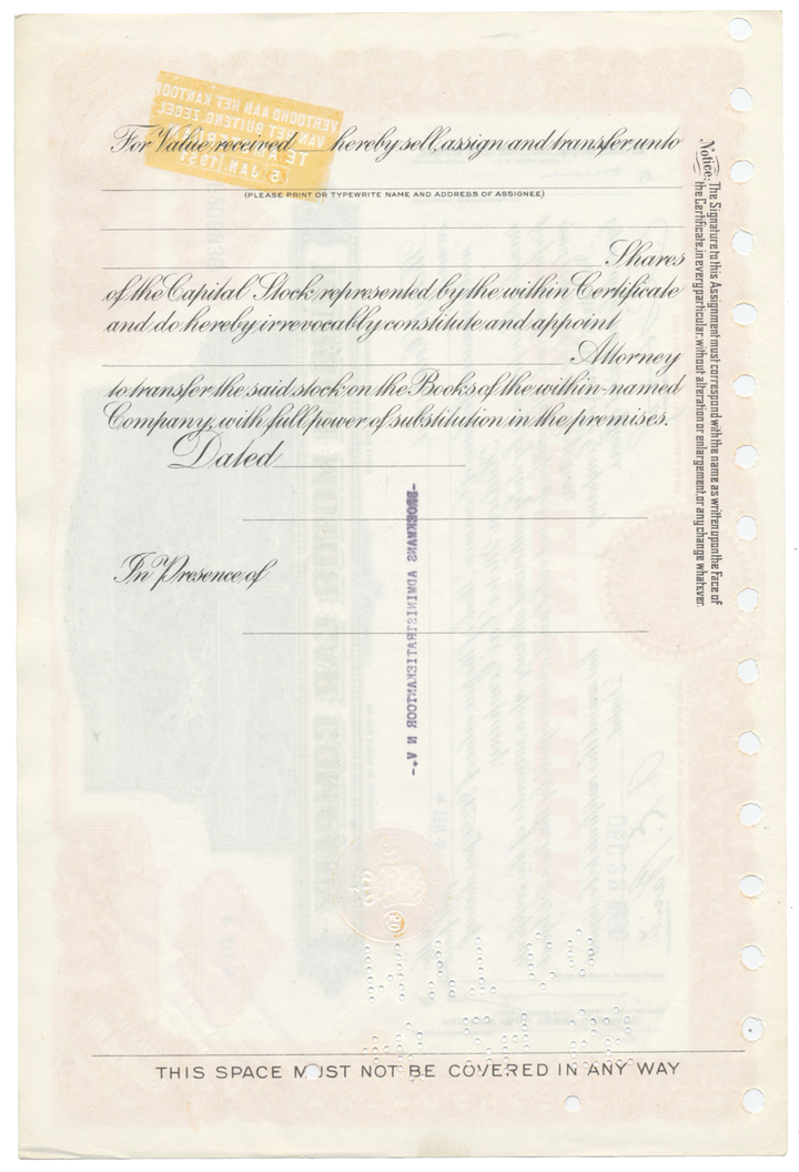 Hudson Motor Car Company Stock Certificate