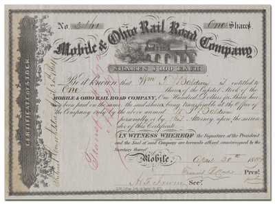 Mobile & Ohio Rail Road Company Stock Certificate