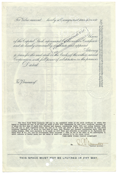 Carolina, Clinchfield and Ohio Railway Stock Certificate