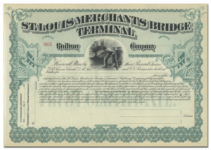 St. Louis Merchants Bridge Terminal Railway Company Stock Certificate