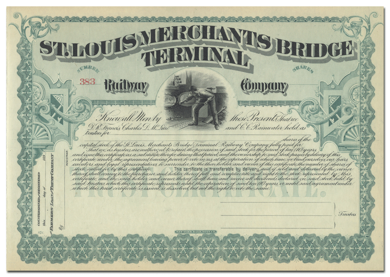 St. Louis Merchants Bridge Terminal Railway Company Stock Certificate