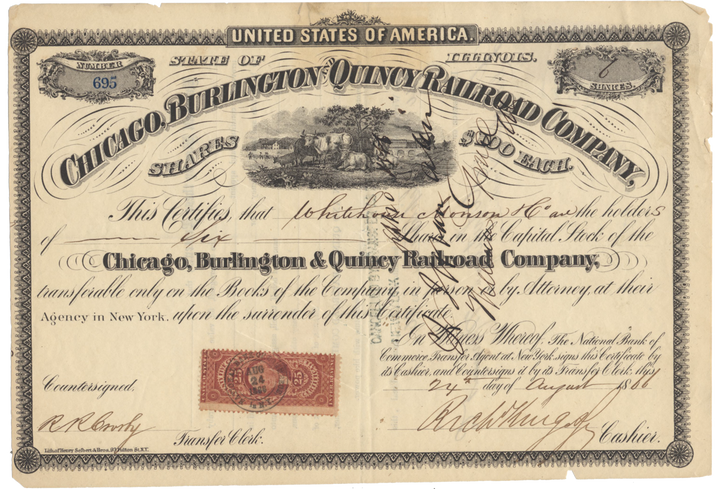 Chicago, Burlington and Quincy Railroad Company Stock Certificate