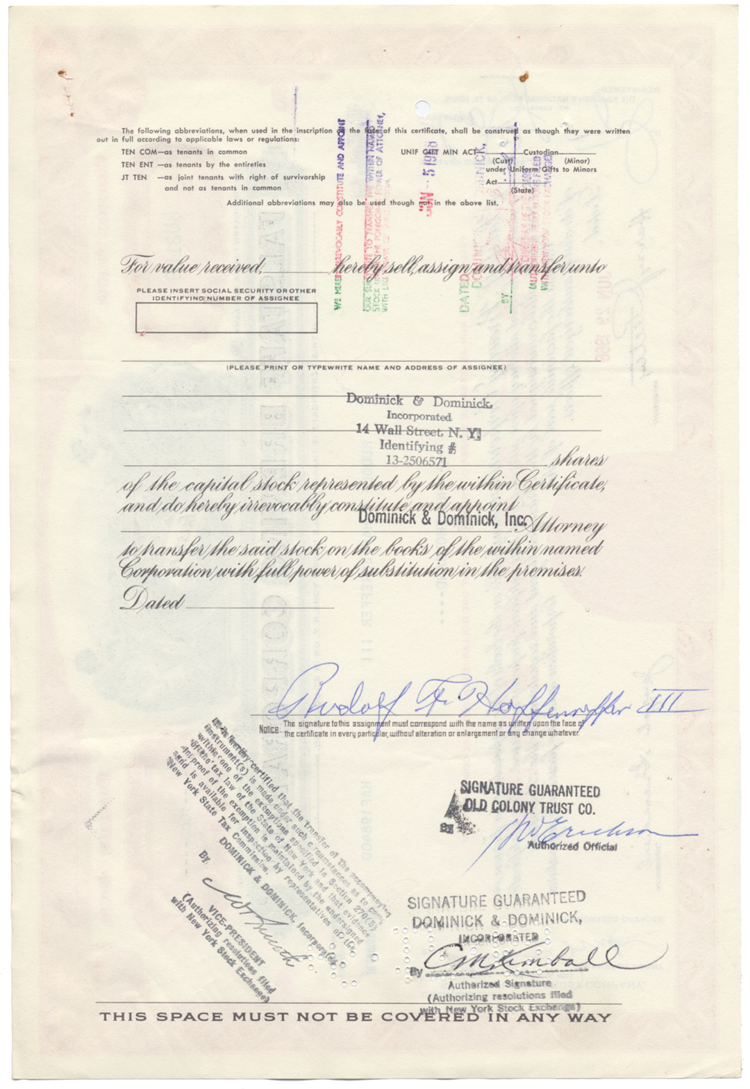 Falstaff Brewing Corporation Stock Certificate