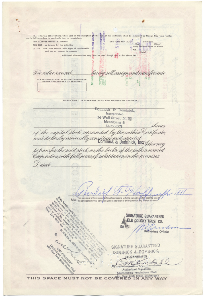 Falstaff Brewing Corporation Stock Certificate