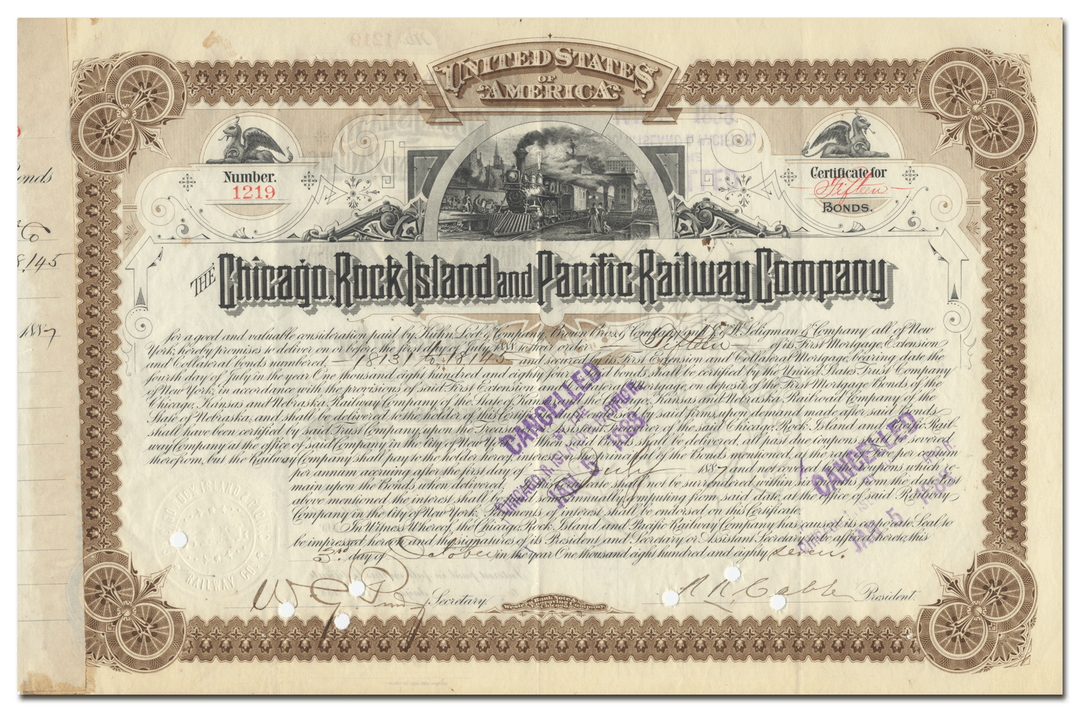 Chicago, Rock Island and Pacific Railway Company Bond Certificate