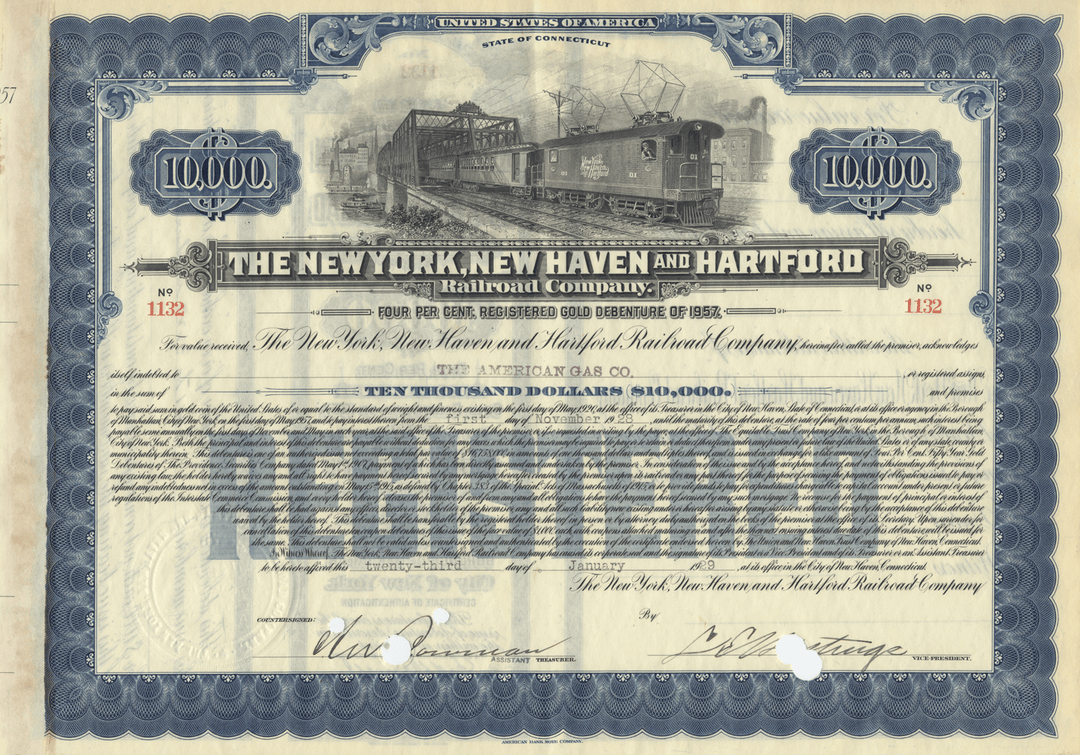 New York, New Haven and Hartford Railroad Company Bond Certificate