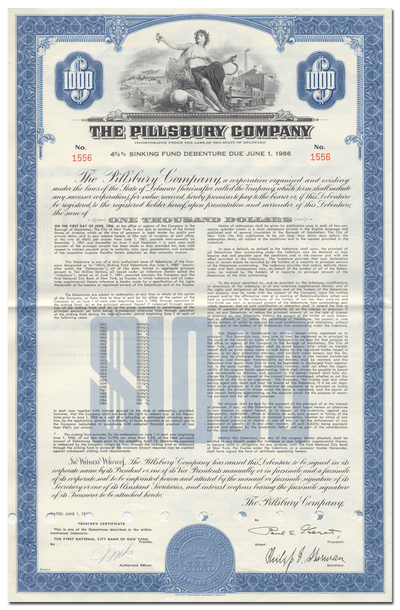 Pillsbury Company Bond Certificate