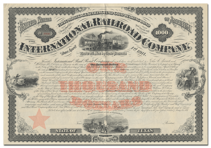 International Rail Road Company Bond Certificate