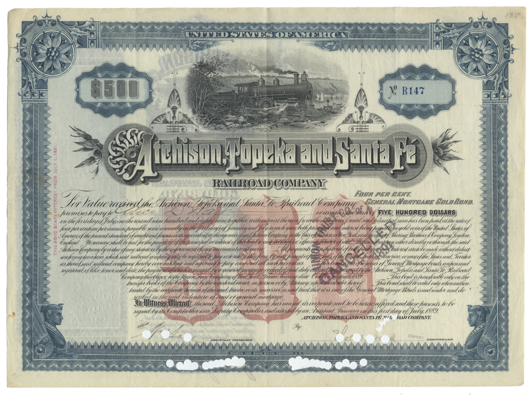 Atchison, Topeka and Santa Fe Railroad Company Bond Certificate