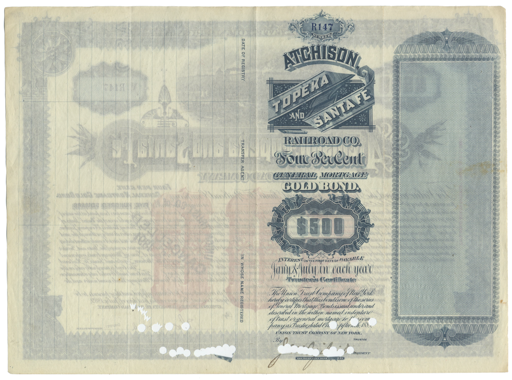 Atchison, Topeka and Santa Fe Railroad Company Bond Certificate