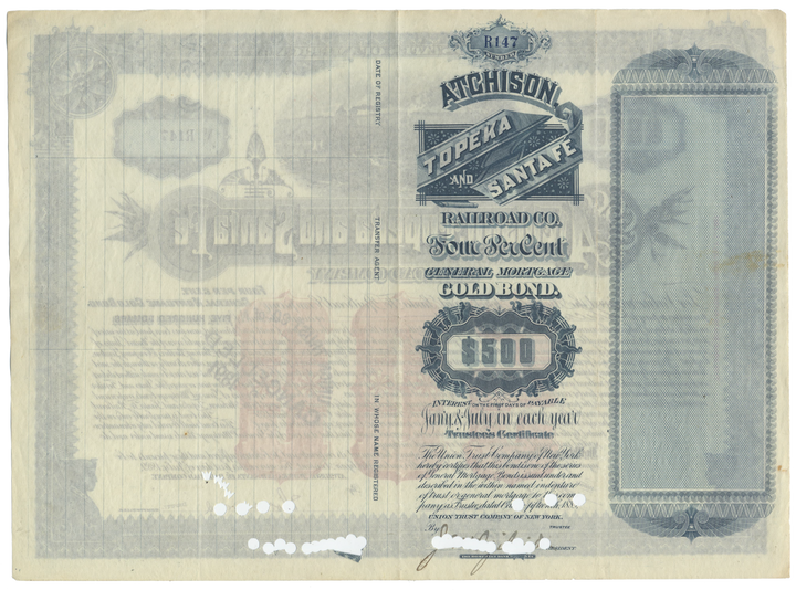 Atchison, Topeka and Santa Fe Railroad Company Bond Certificate