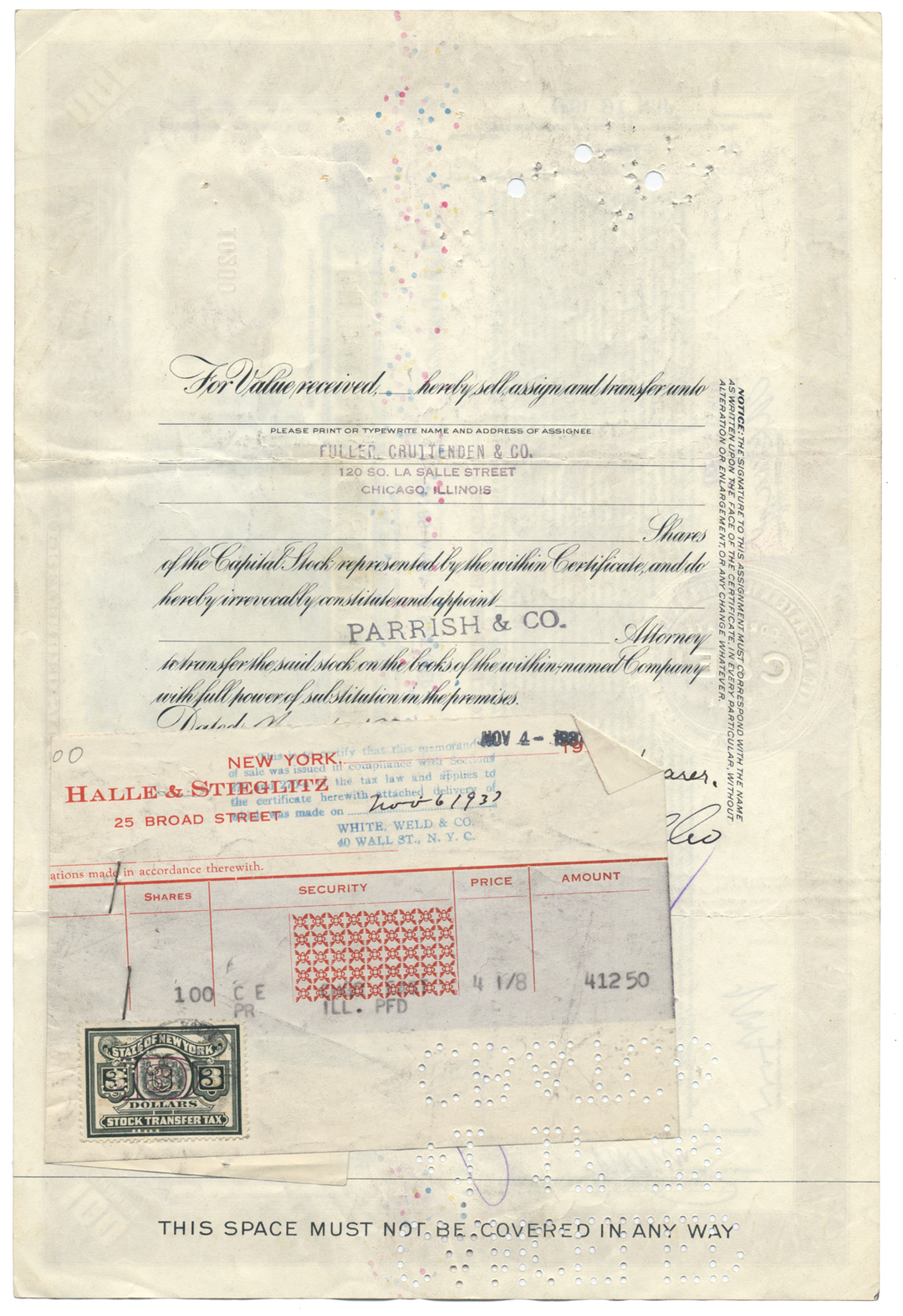 Chicago and Eastern Illinois Railroad Company Stock Certificate