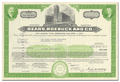 Sears, Roebuck and Co. Bond Certificate