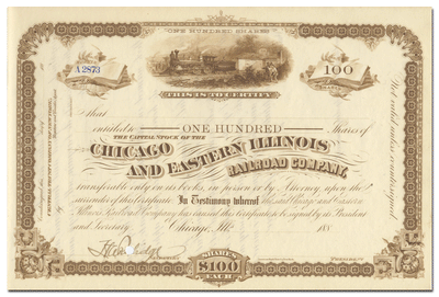 Chicago and Eastern Illinois Railroad Company Stock Certificate