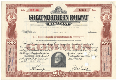 Great Northern Railway Company Stock Certificate