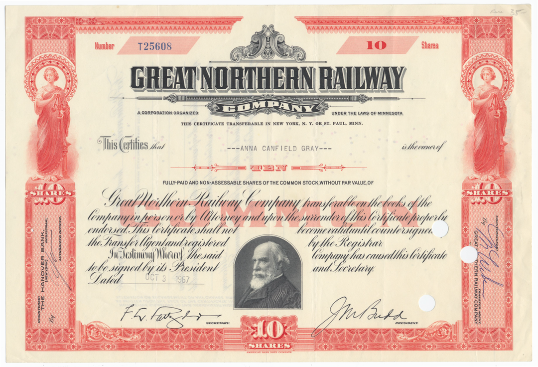 Great Northern Railway Company Stock Certificate